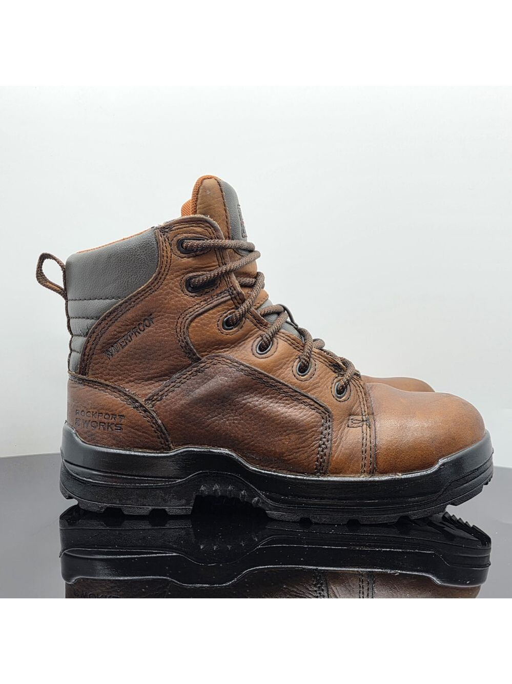 Rockport Works RK664 Composite Toe Waterproof Leather Boots Mens 7M Women’s 9M